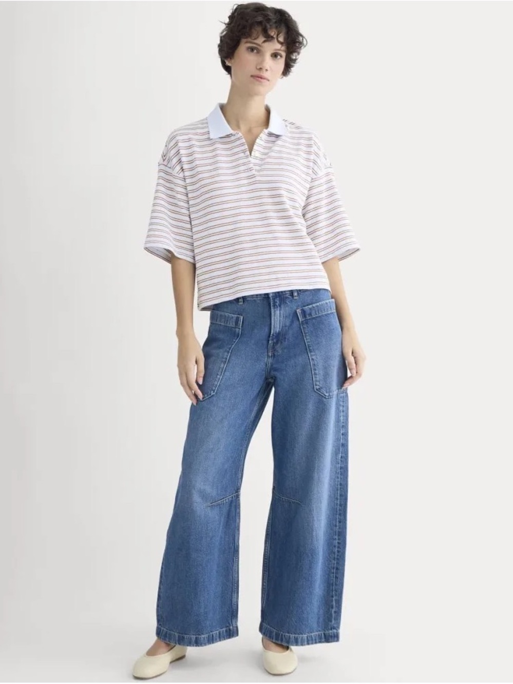 Everlane The Gardener Pull On Jean 26R Mid Indigo Organic Cotton Tencel Wide Leg